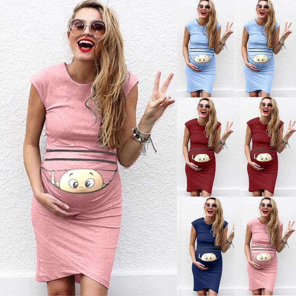 Summer New Fashion Women Print Pregnant Maternity  Dress Maternity Props Bodycon Casual  Mini Dresses Wholesale Free Ship Z4
