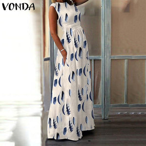 VONDA Maternity Dress Pregnant O-Neck Print Summer Dress Maternity Photography Props Sexy Sleeveless Floral Pregnancy Dress 2020