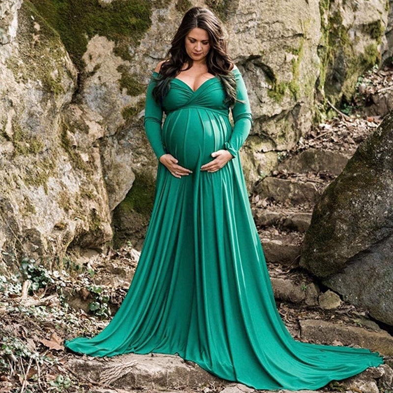 Long Tail Maternity Dresses For Photo Shoot Maternity Photography Props Maxi Dresses For Pregnant Women Clothes Pregnancy Dress