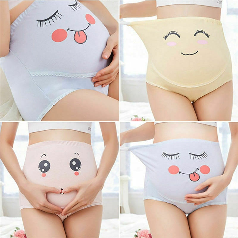 Pregnant Women Cotton Cartoon Underwear Pregnants Breathable High Waist Stomach Lift Underpants Maternity Printing No Trace Pant