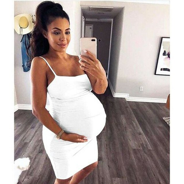 2019 Newly Pregnant Maternity Clothings Women Casual Sleeveless Maternity Dress Maternity Props Bodycon Dress